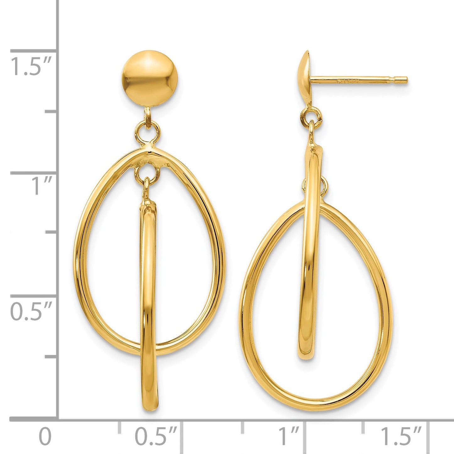 14k Polished Teardrop Dangle Post Earrings