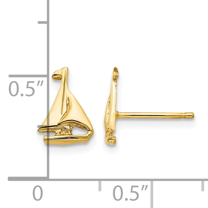 14k Mini Sailboat Post Earrings