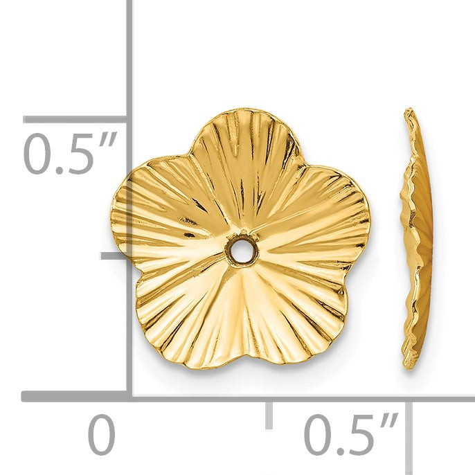 14k Polished Fancy Floral Earring Jackets
