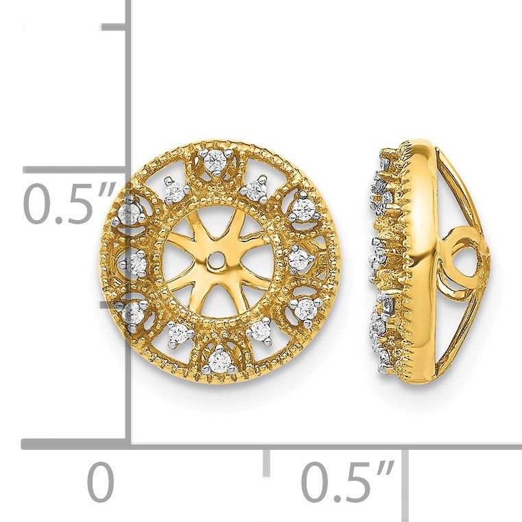 14k 1/10 carat Diamond Fancy Circle Earring Jackets
