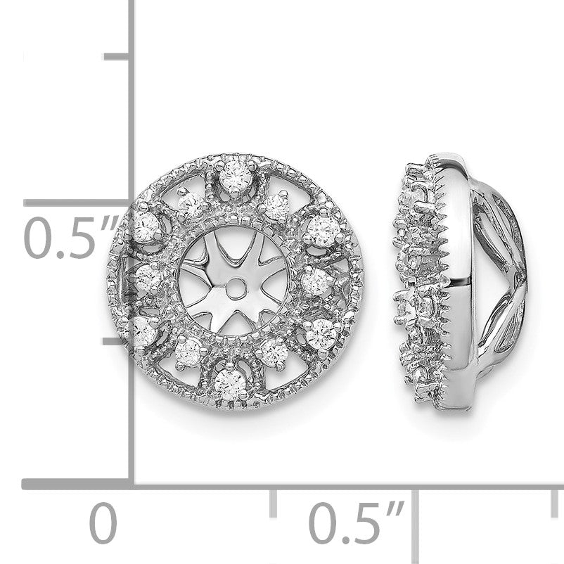 14k White Gold 1/4 carat Diamond Fancy Circle Earring Jackets