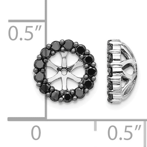 14k White Gold 1/4 carat Black Diamond Circle Earring Jackets