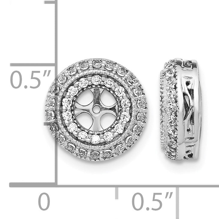 14k White Gold 1/2 carat Diamond Double Circle Earring Jackets