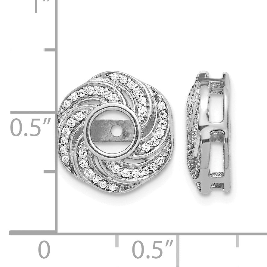 14k White Gold 1/4 carat Diamond Swirl Earring Jackets