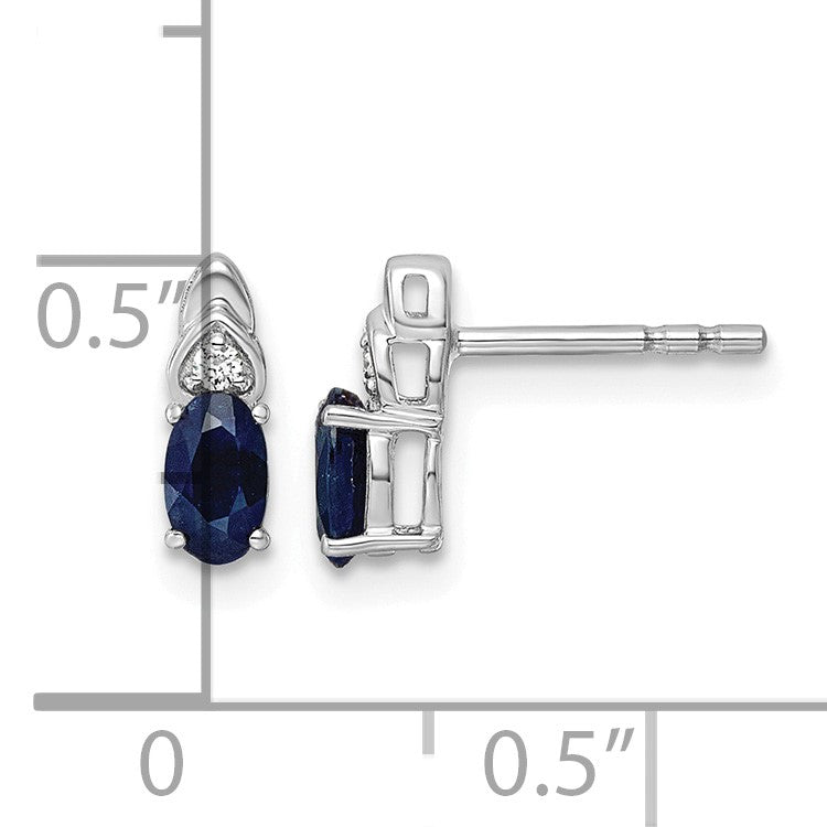 14k White Gold Lab Created Blue Sapphire & Lab Grown Diamond VS/SI+ G+ September Birthstone Complete Stud Earrings