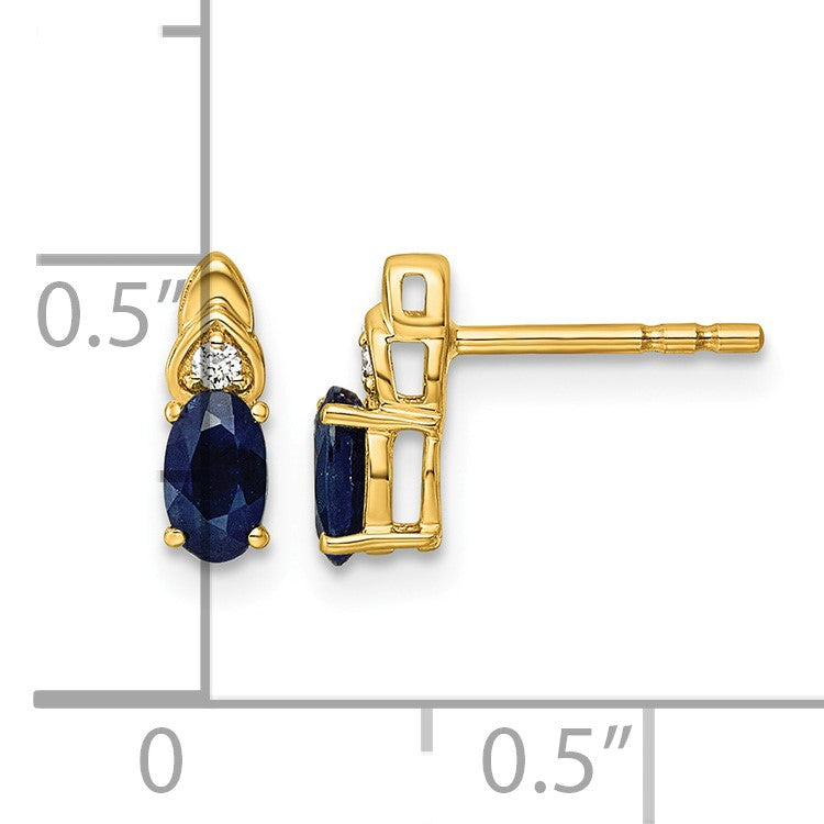 14k Lab Created Blue Sapphire & Lab Grown Diamond VS/SI+ G+ September Birthstone Complete Stud Earrings