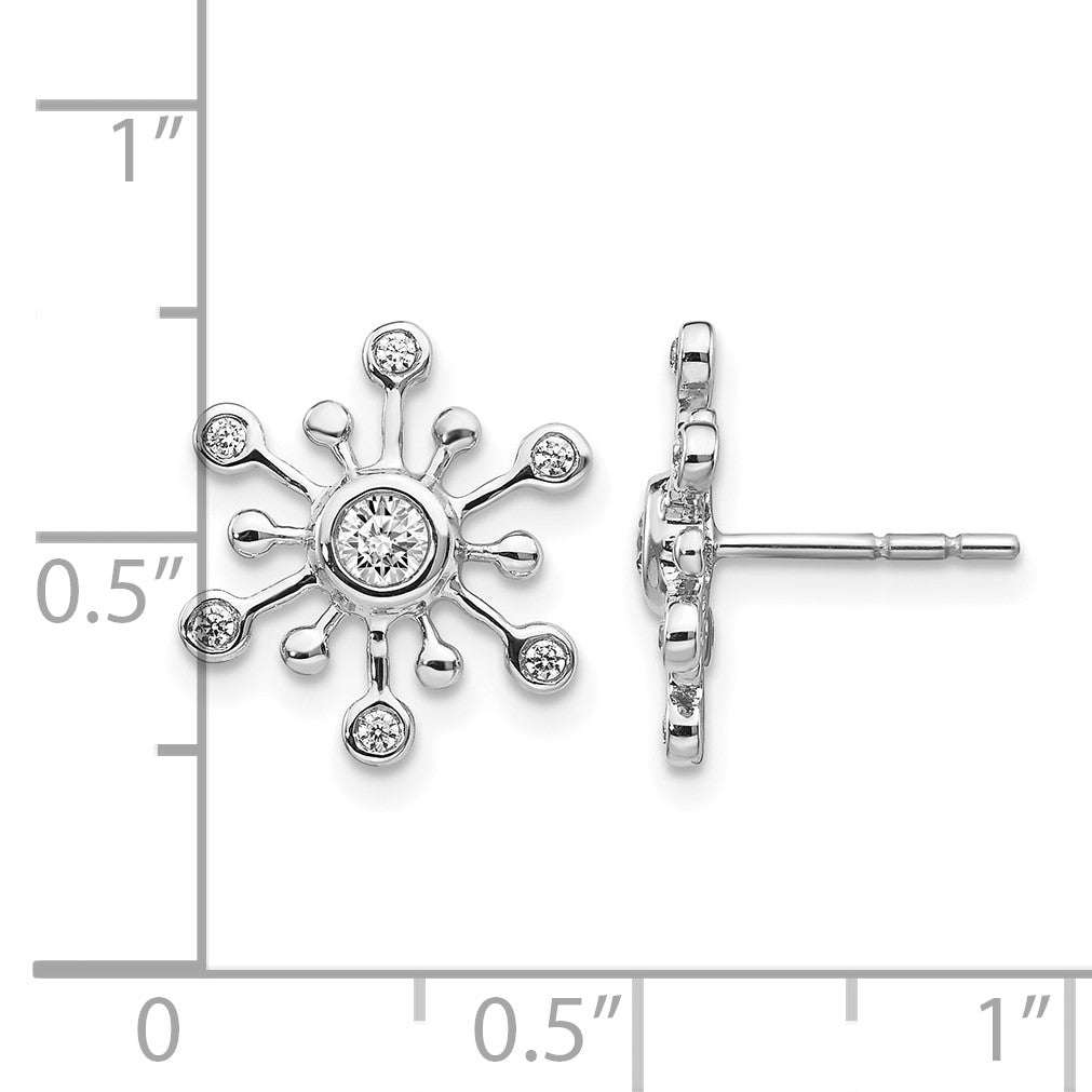 14k White Gold 1/4 carat Diamond Snowflake Post Earrings