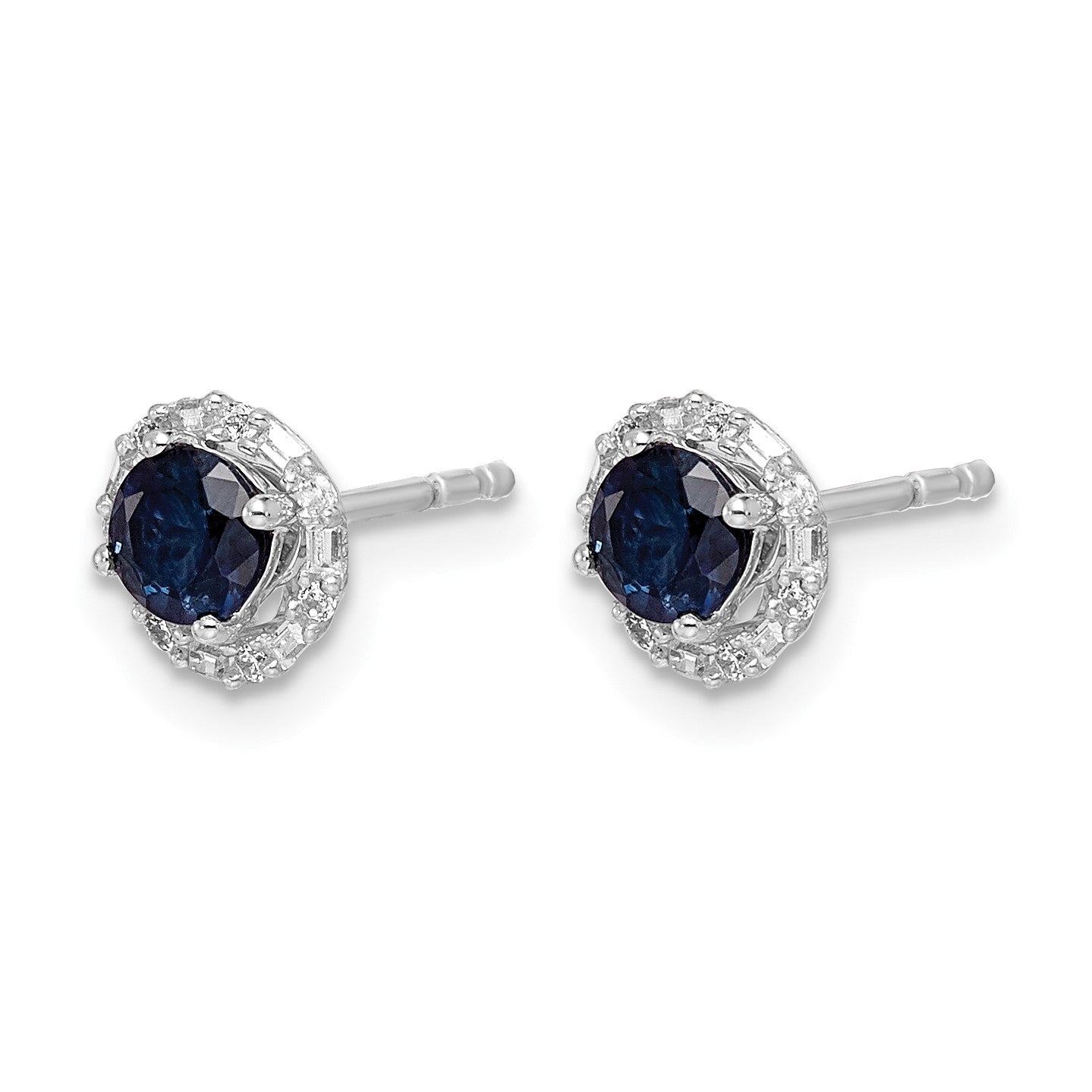 14k White Gold Diamond Halo Jackets and 4mm Sapphire Stud Earrings