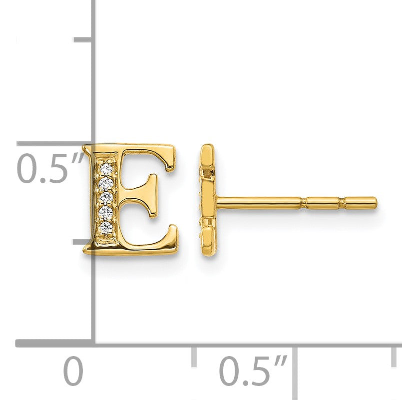 14k Diamond Initial E Post Earrings