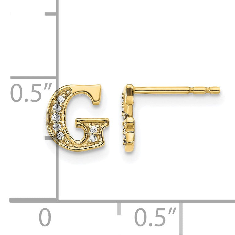 14k Diamond Initial G Post Earrings