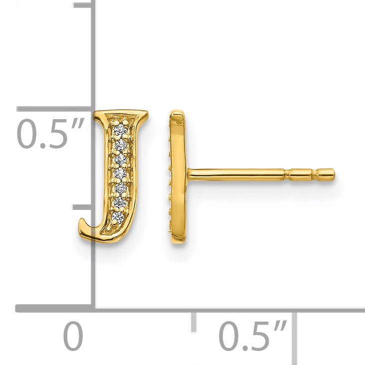 14k Diamond Initial J Post Earrings