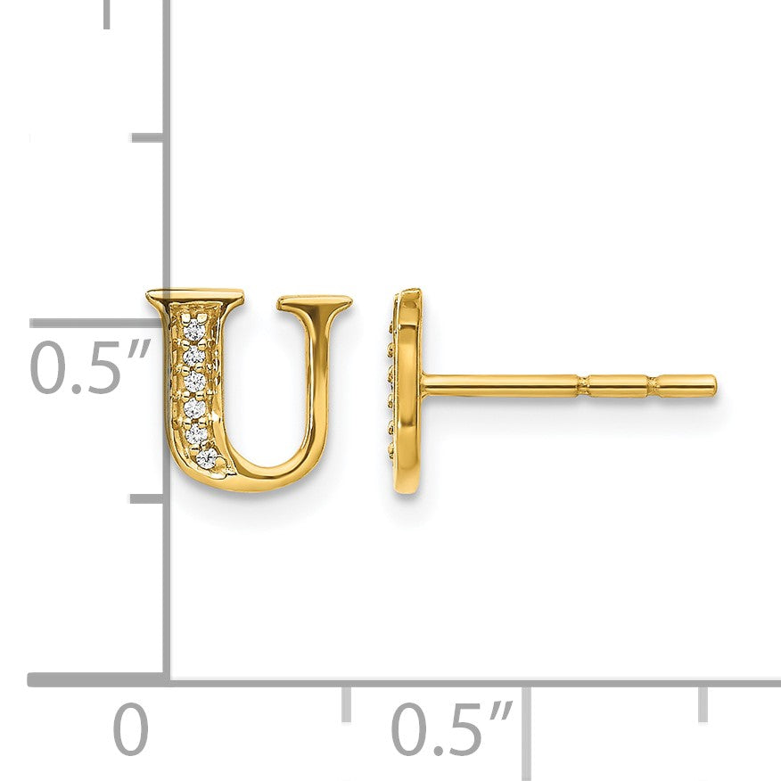 14k Diamond Initial U Post Earrings