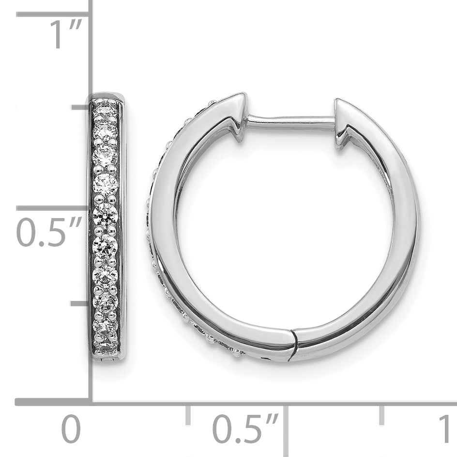 14k White Gold 3/8 carat Diamond Hinged Hoop Earrings