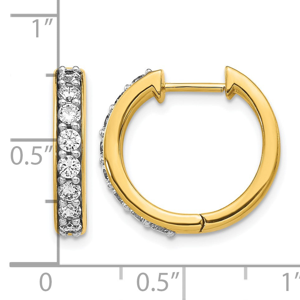 14k 3/4 carat Diamond Hinged Hoop Earrings