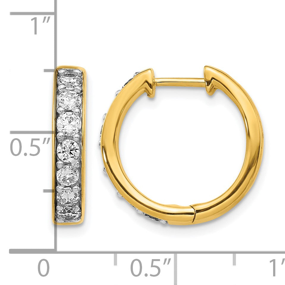 14k 1 carat Diamond Hinged Hoop Earrings