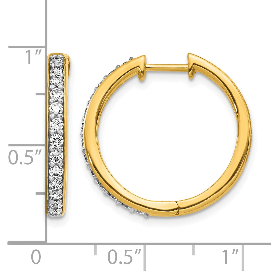 14k 5/8 carat Diamond Hinged Hoop Earrings