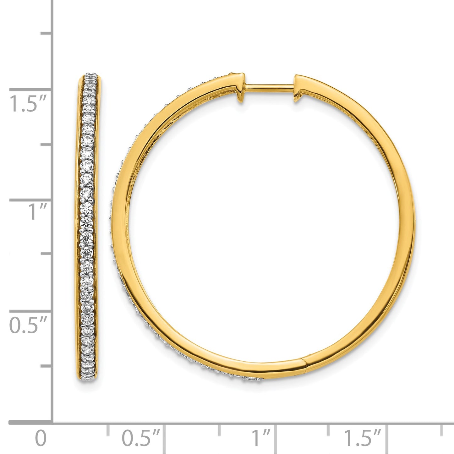 14k 3/4 carat Diamond Hinged Round Hoop Earrings