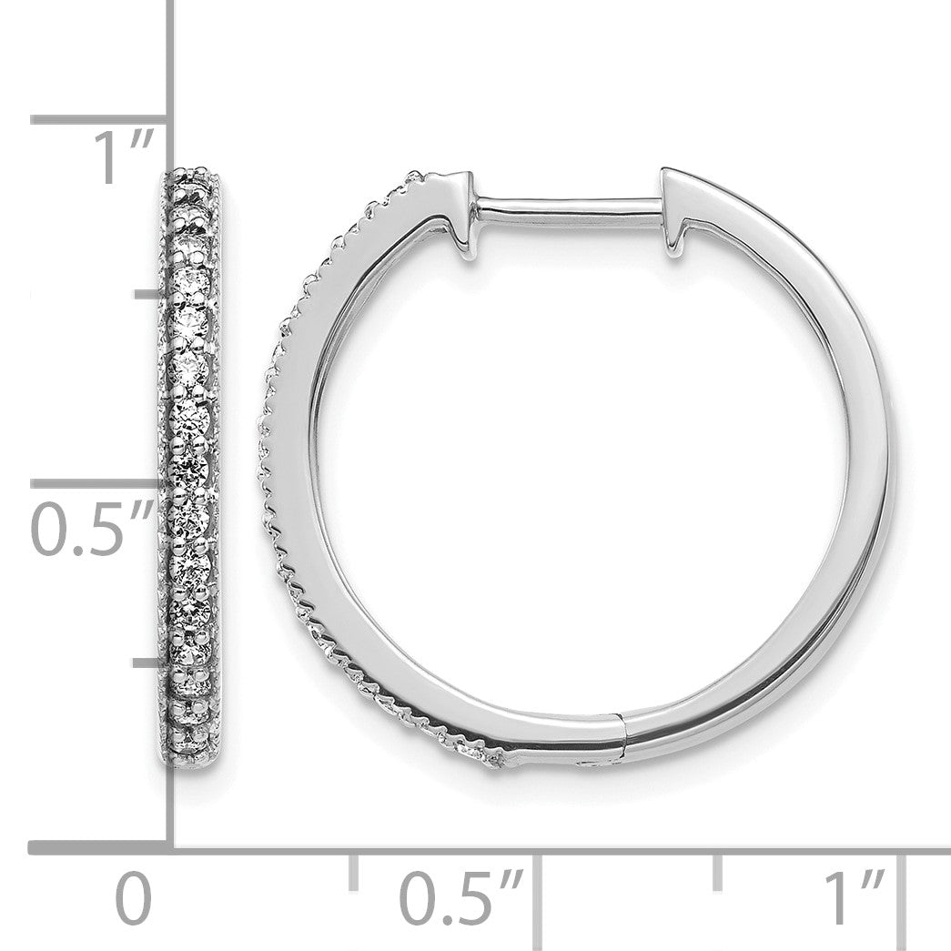 14k White Gold 1/3 carat Diamond Milgrain Hinged Hoop Earrings