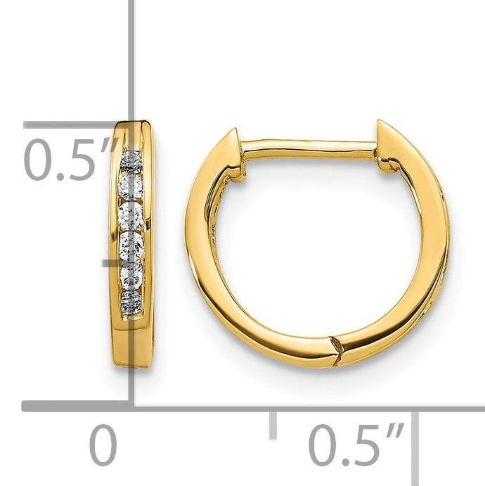 14k 1/8 carat Diamond Channel-set Hinged Hoop Earrings