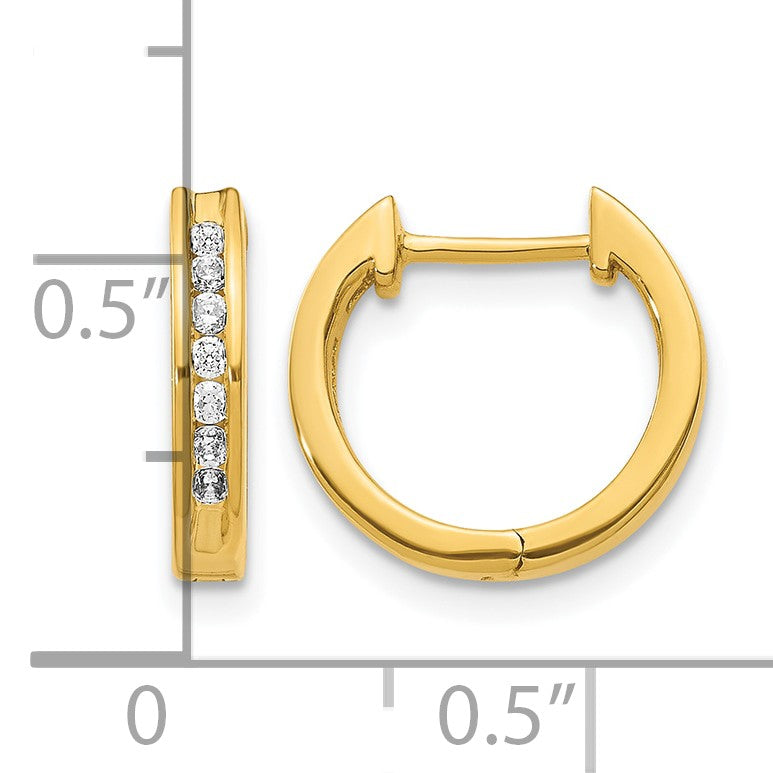 14k 1/5 carat Diamond Channel-set Hinged Hoop Earrings