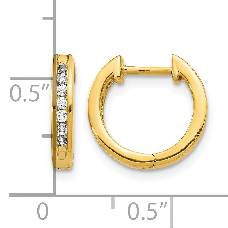 14k 1/4 carat Diamond Channel-set Hinged Hoop Earrings