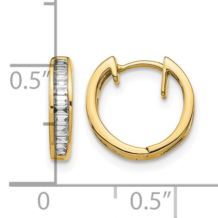14k 1/4 carat Baguette Diamond Channel-set Hinged Hoop Earrings