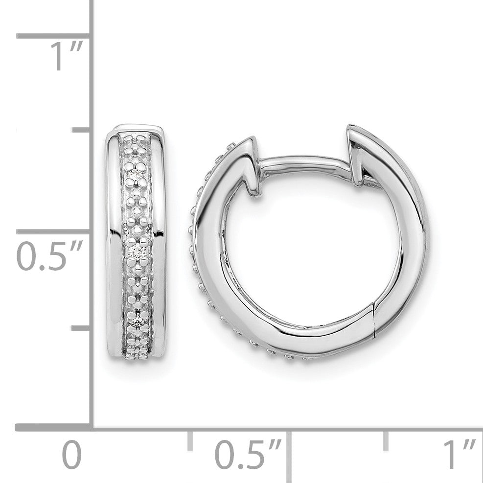14k White Gold Diamond Complete Hinged Hoop Earrings