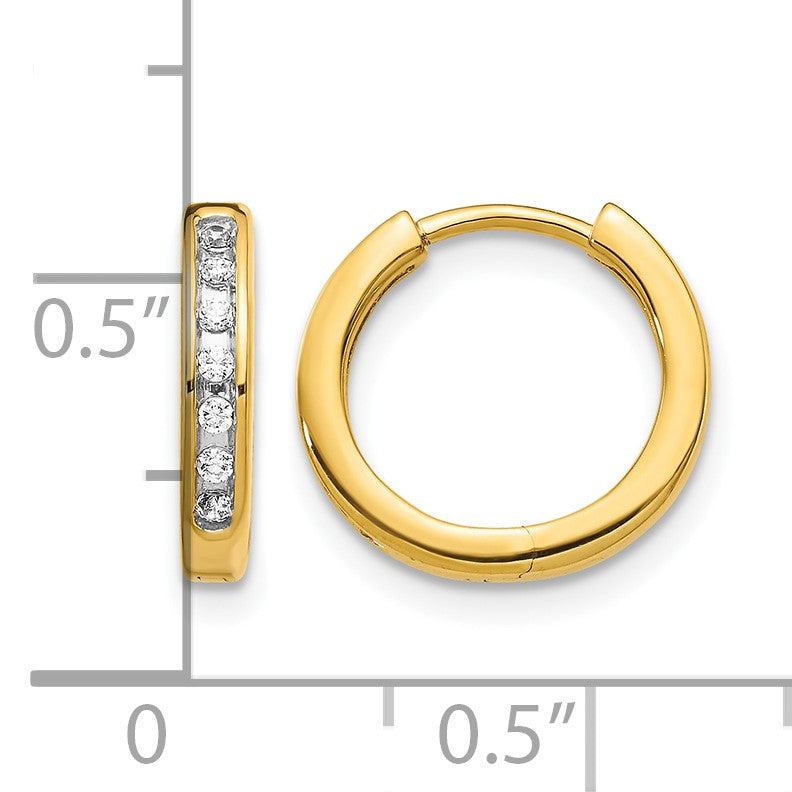 14k 1/10 carat Diamond Channel-set Hinged Hoop Earrings