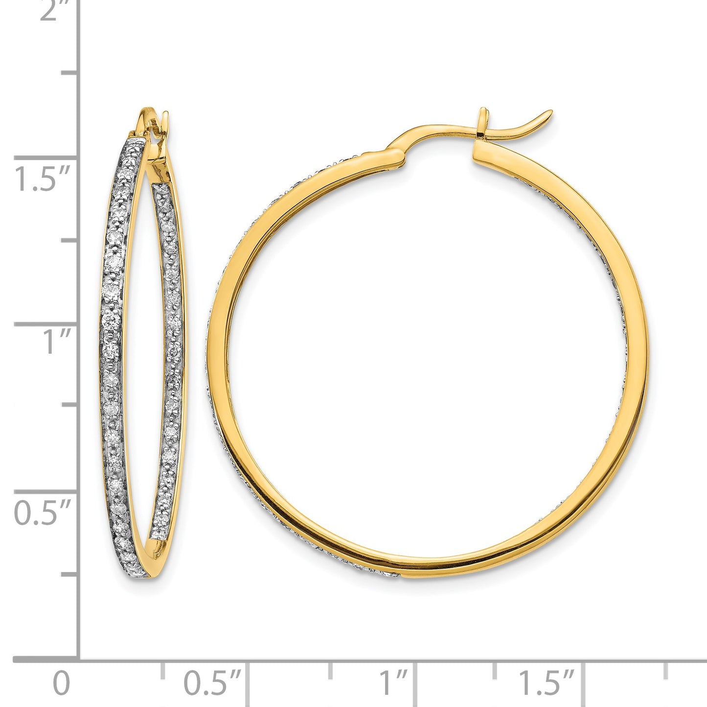 14k 5/8 carat Diamond In/Out Hoop Earrings