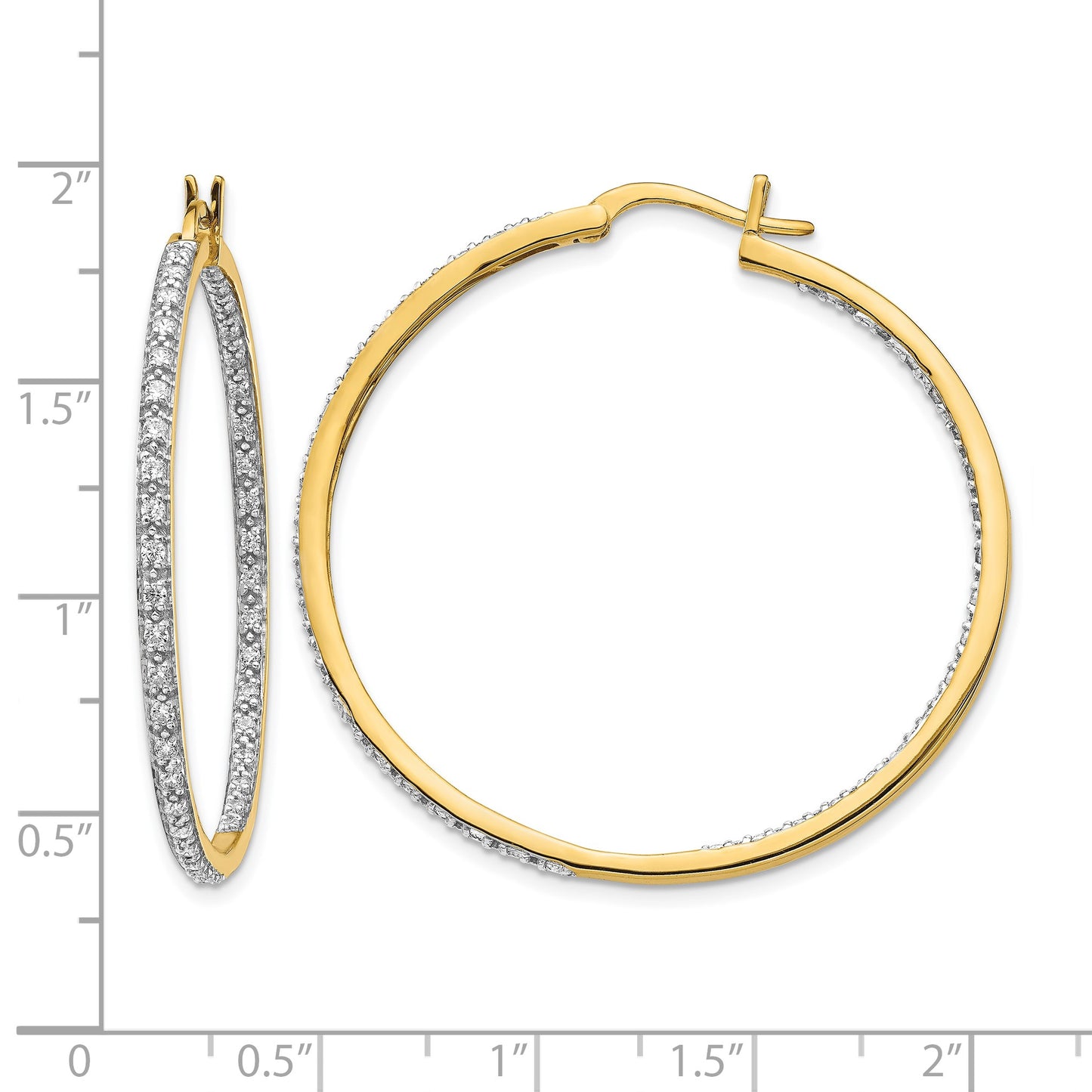 14k 7/8 carat Diamond In/Out Hoop Earrings