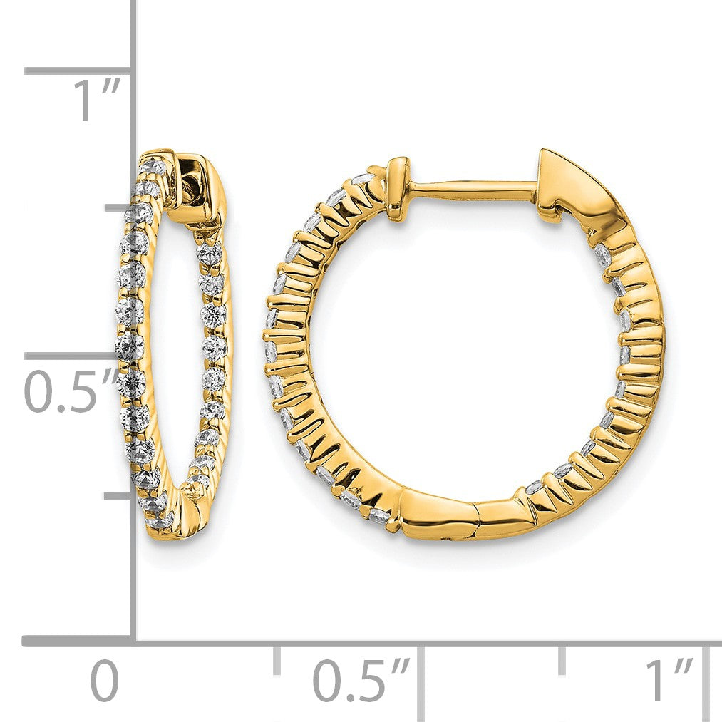 14k 1/2 carat Diamond In/Out Hinged Hoop Earrings