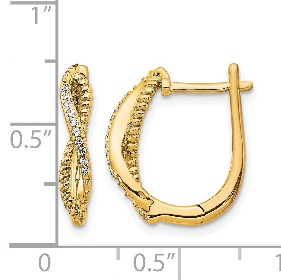 14k Diamond and Twisted Rope Hinged Post Earrings