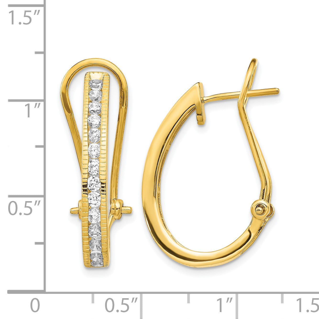 14k 1 carat Diamond Channel-set Omega Back Hoop Earrings