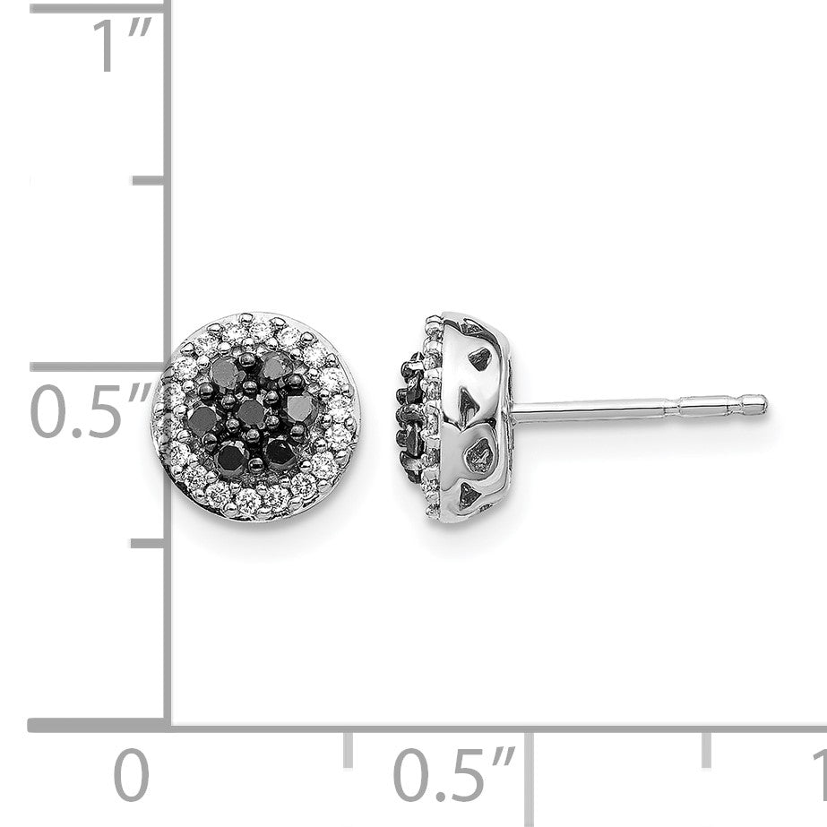 14k White Gold 1/3 carat Black/White Diamond Cluster Post Earrings