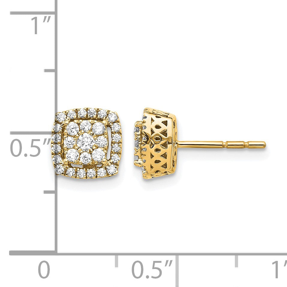 14k 1/2 carat Diamond Square Cluster Post Earrings