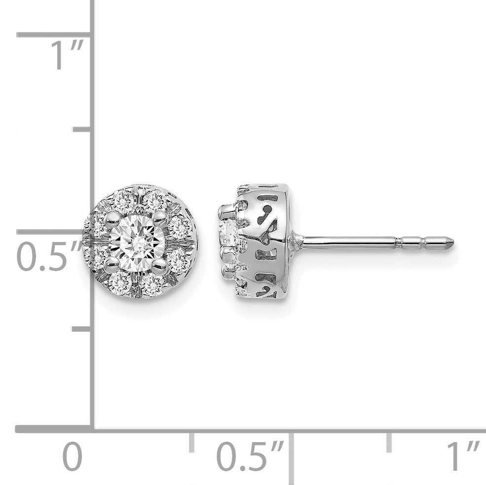 14k White Gold 1/4 carat Diamond (Holds 2-4.2mm Stones) Semi-mount Halo Stud Earrings