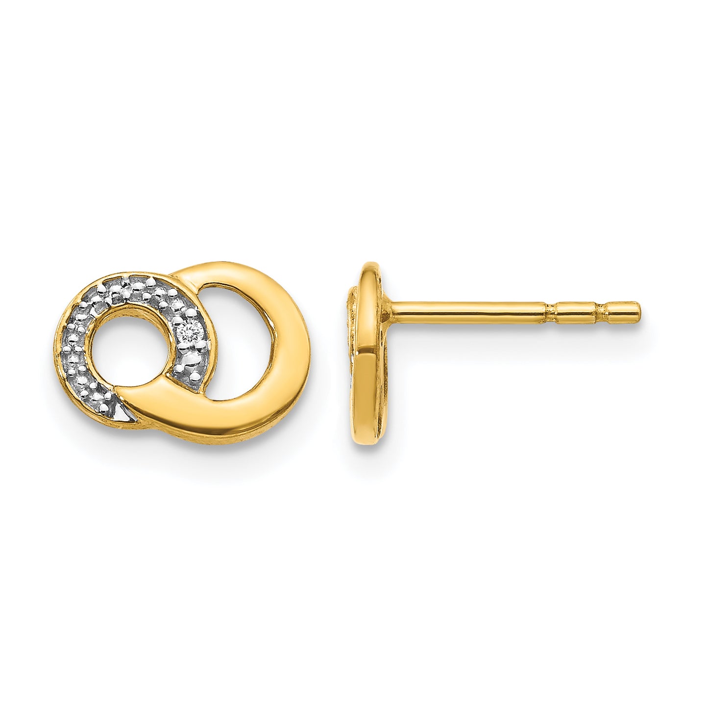 14k with White Rhodium Diamond Circles Post Earrings