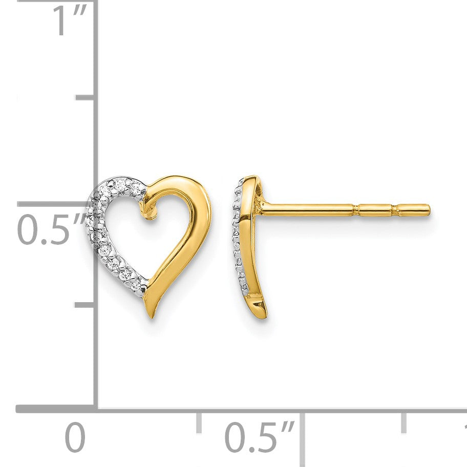 14k 1/20 carat Diamond Heart Post Earrings