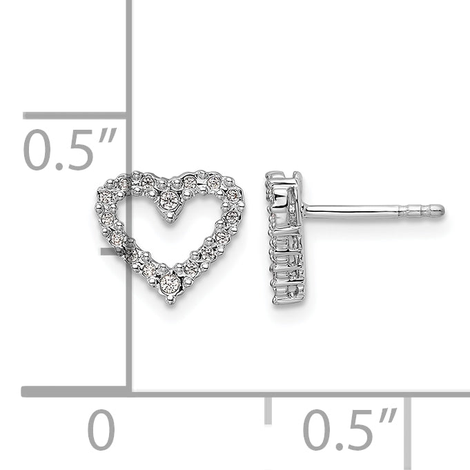 14k White Gold 1/10 carat Diamond Heart Post Earrings