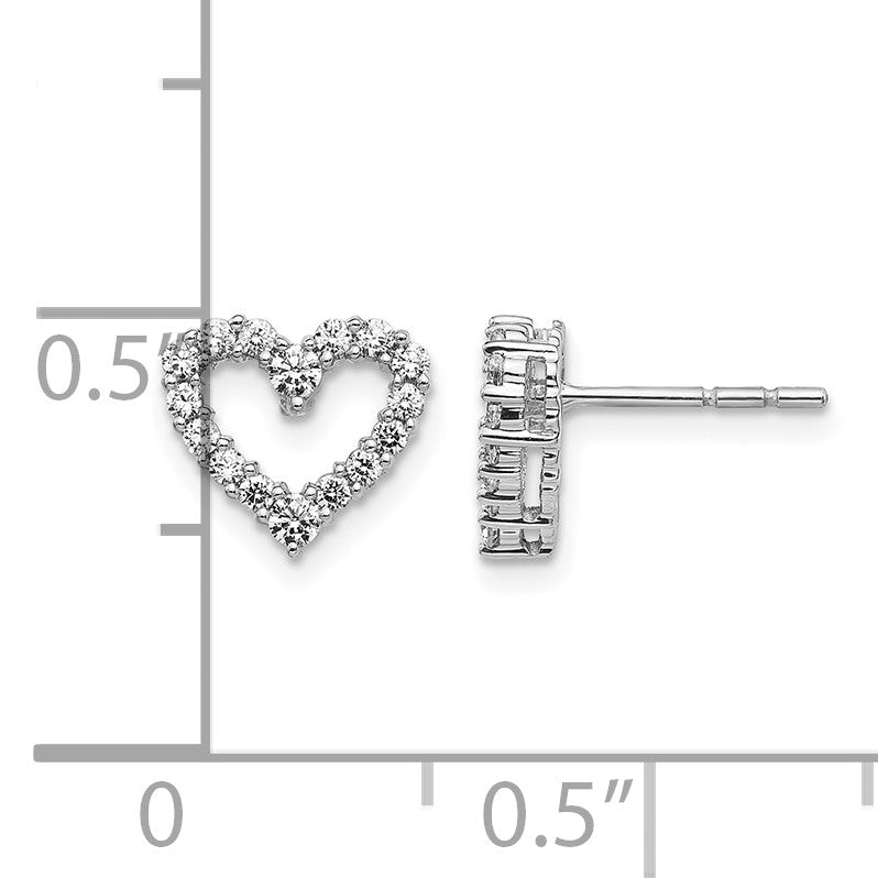 14k White Gold 1/4 carat Diamond Heart Post Earrings