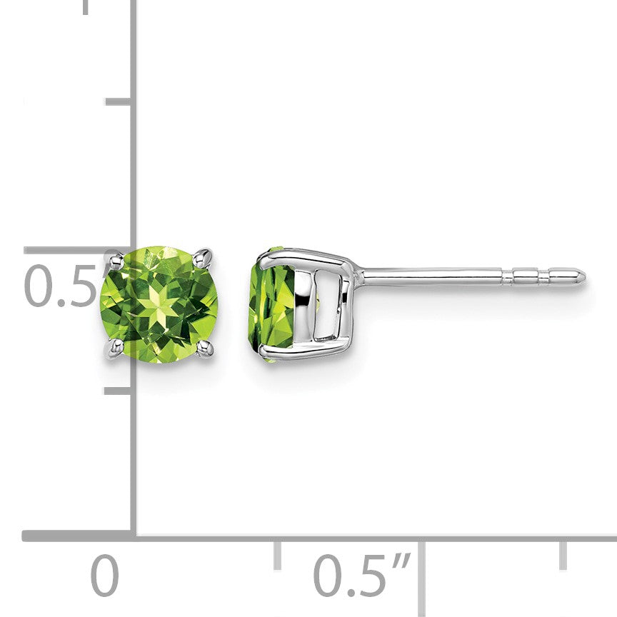 14k White Gold 5mm Round Peridot Post Earrings