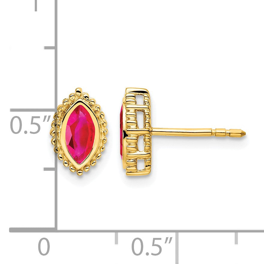 14k 6x3mm Marquise Ruby Post Earrings