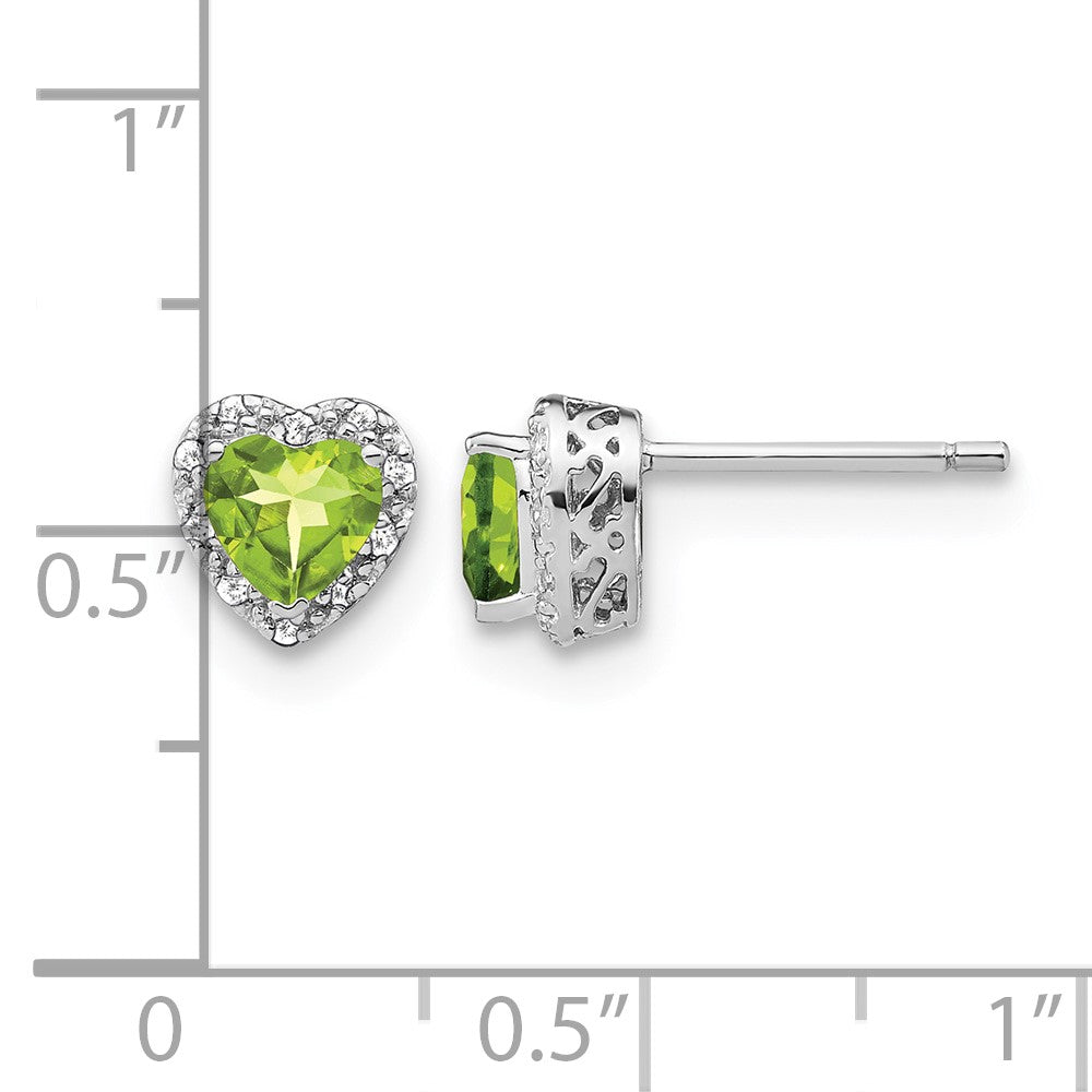 Sterling Silver Rhodium-plated Peridot and Diamond Earrings
