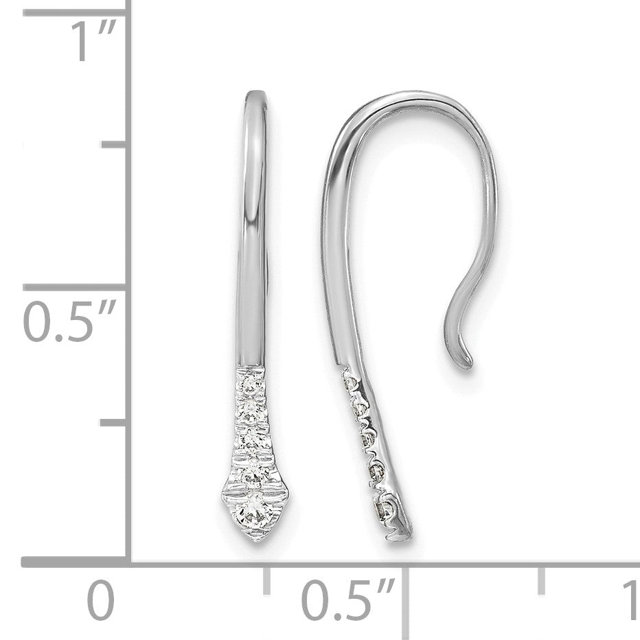 14k White Gold Polished 1/8 carat Diamond Drop Wire Earrings