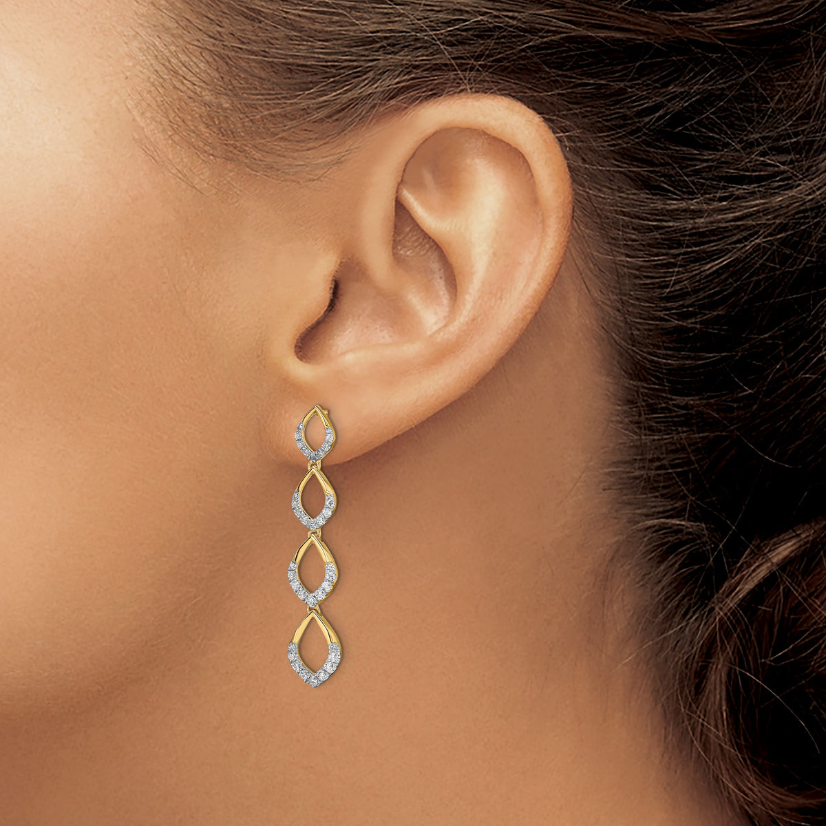 14k Polished 1/2 carat Diamond Dangle Post Earrings