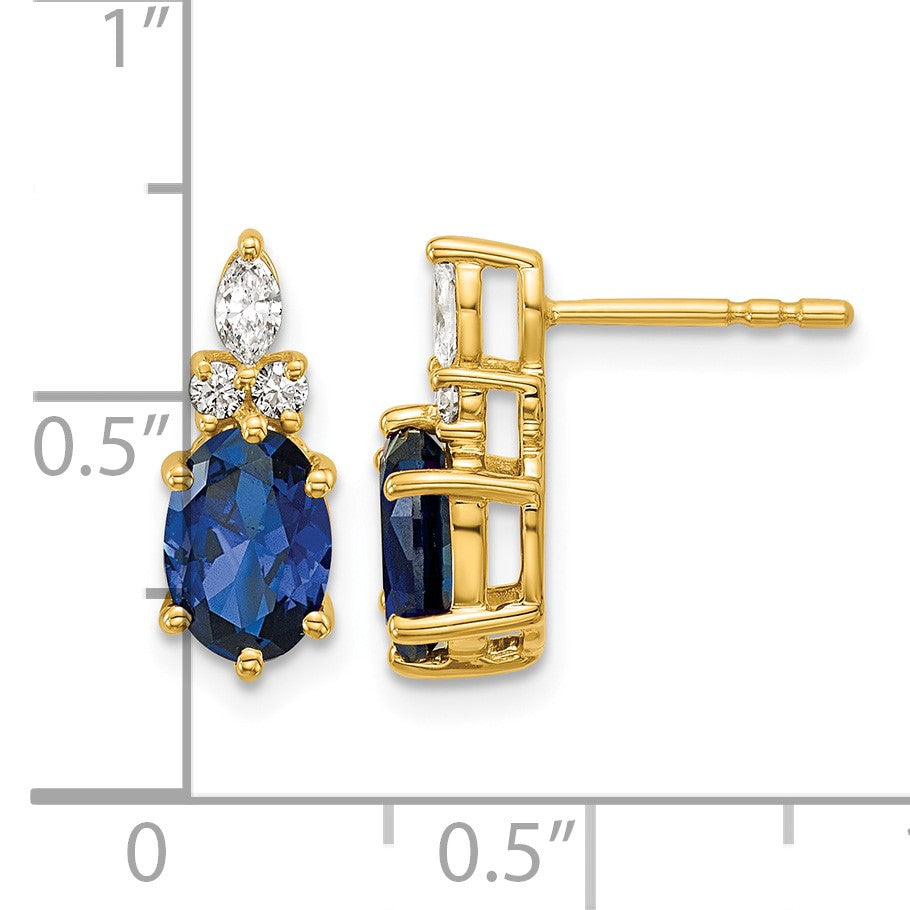 14k Created Blue Sapphire & 1/6 carat Lab Grown Diamond VS/SI+ G+ September Birthstone Complete Twisted Earrings