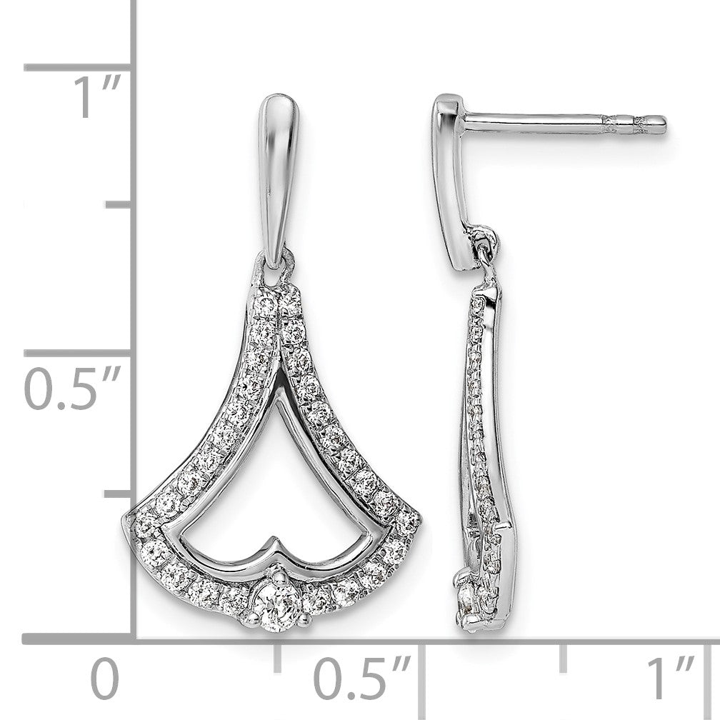 14k White Gold 1/2 carat Diamond Post Dangle Earrings