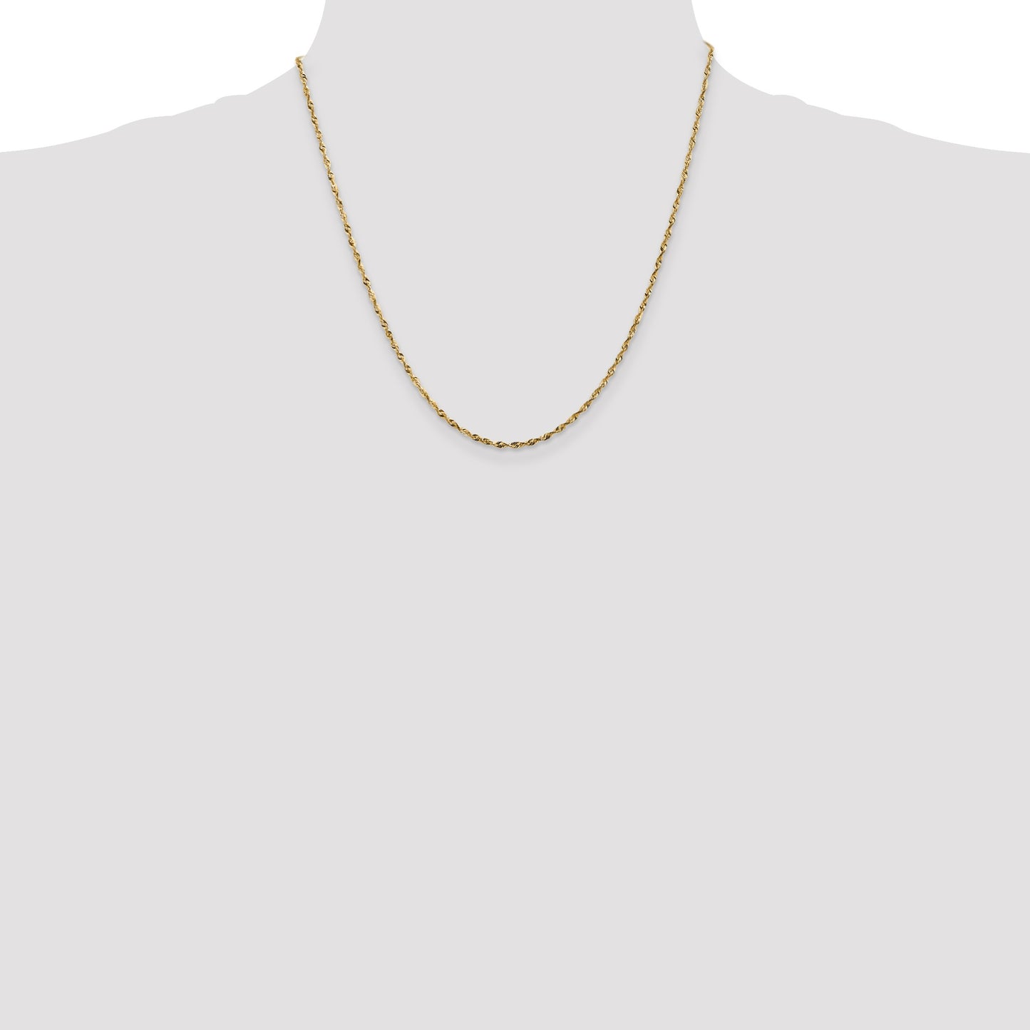 14K 20 inch 1.8mm Ultra Diamond-cut Rope with Lobster Clasp Chain