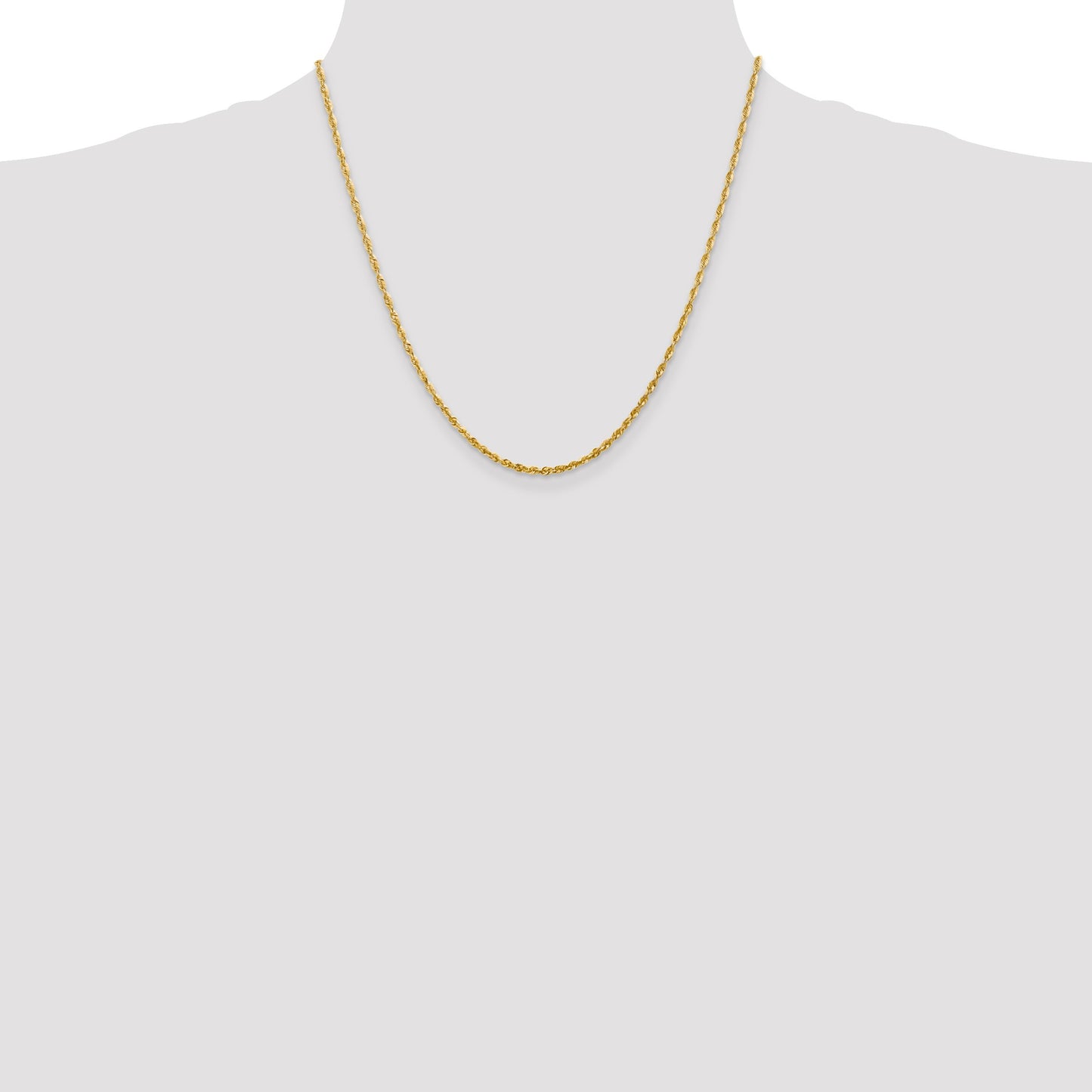 14K 20 inch 2.25mm Ultra Diamond-cut Rope with Lobster Clasp Chain