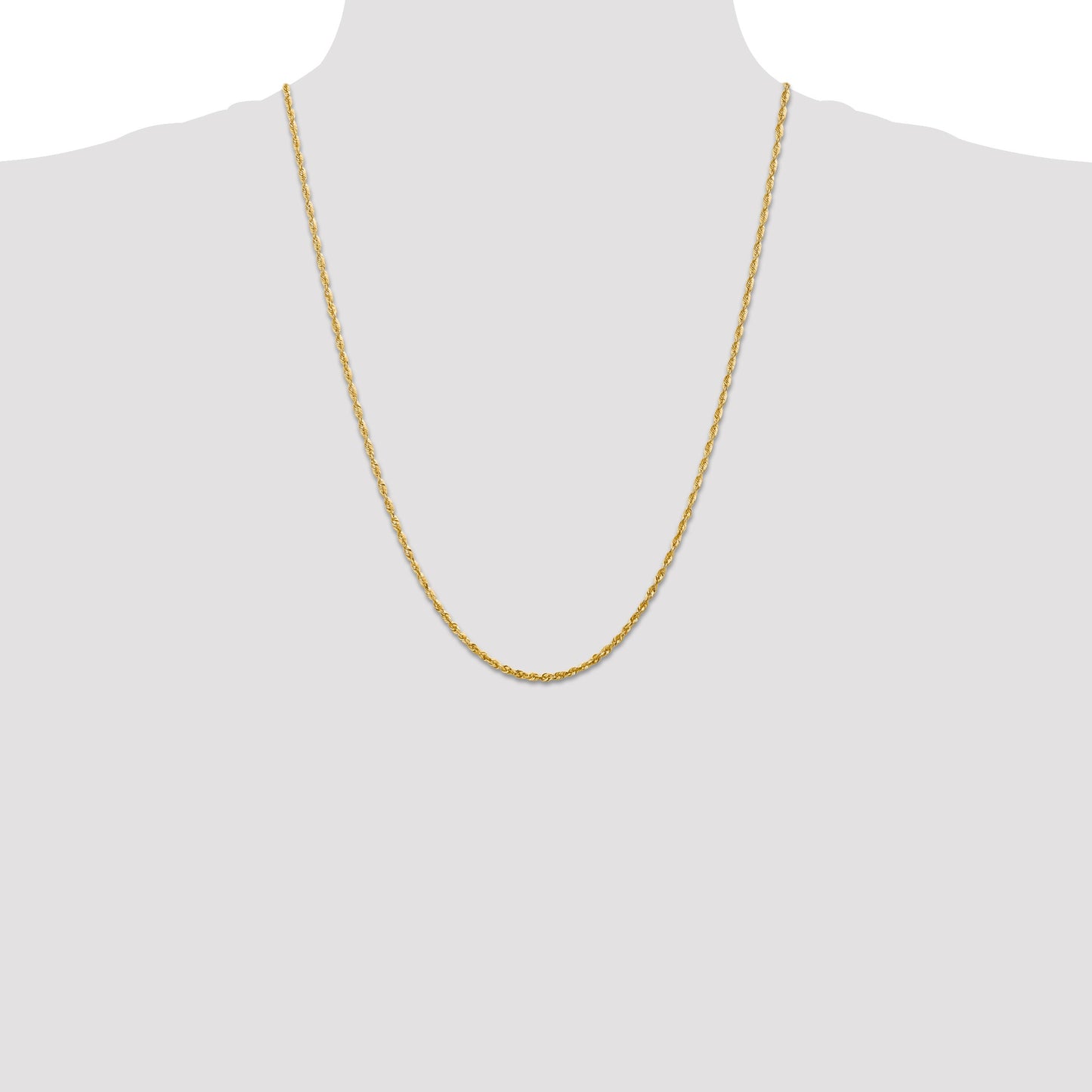 14K 24 inch 2.5mm Ultra Diamond-cut Rope with Lobster Clasp Chain